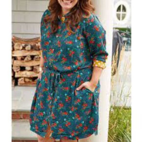 Matilda Jane Fa La La Plaid Floral Button-Up Dress Medium - Picture 1 of 6